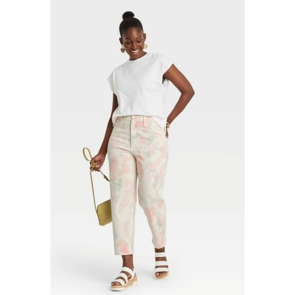 Universal Thread High Rise Vintage Straight Crop Tie Dye Jean - Picture 2 of 10